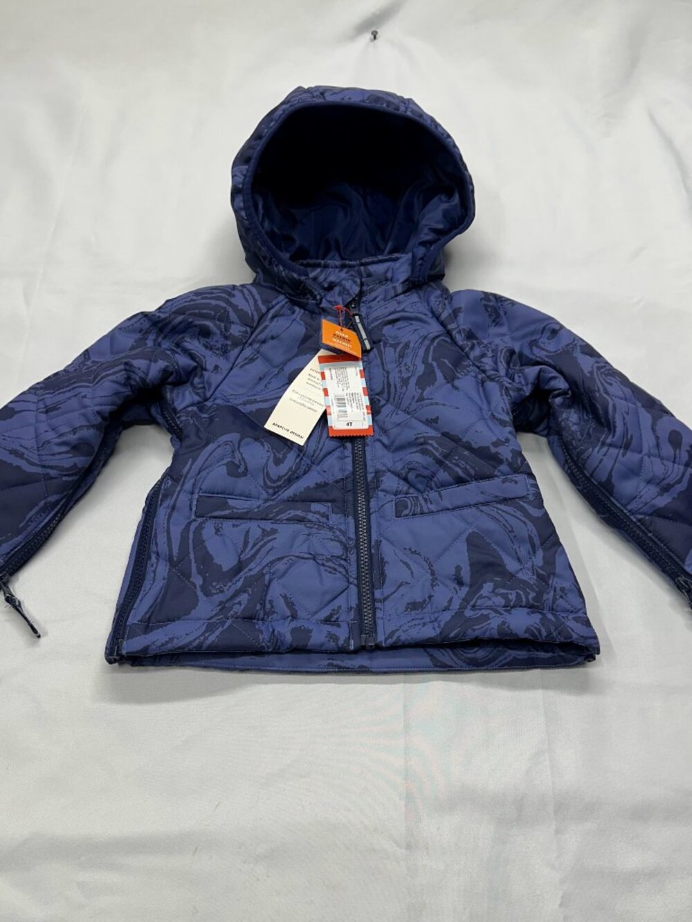Cat & Jack Toddler 4T Adaptive Quilted Puffer Jacket Blue Swirl NWT